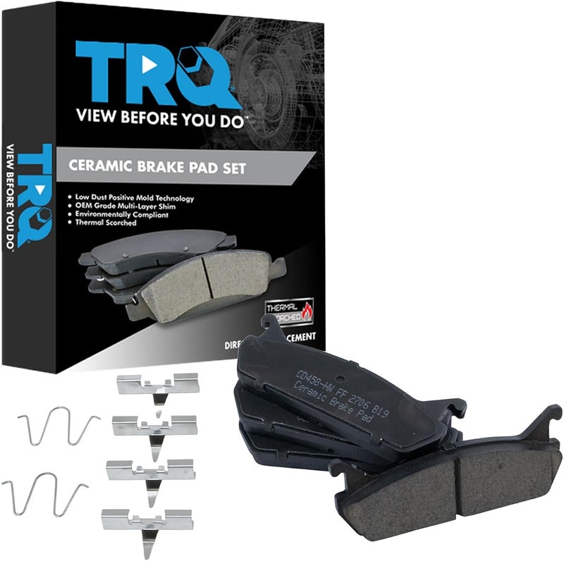 TRQ وسادات الفرامل الخلفية سيراميك مع ملحقات متوافقة مع فورد إسكورت 1991-1996 ومازدا مياتا 1990-1993 وبروتيجي 1990-1994 ومرسيدس تريسر 1991-1996 - Image 1